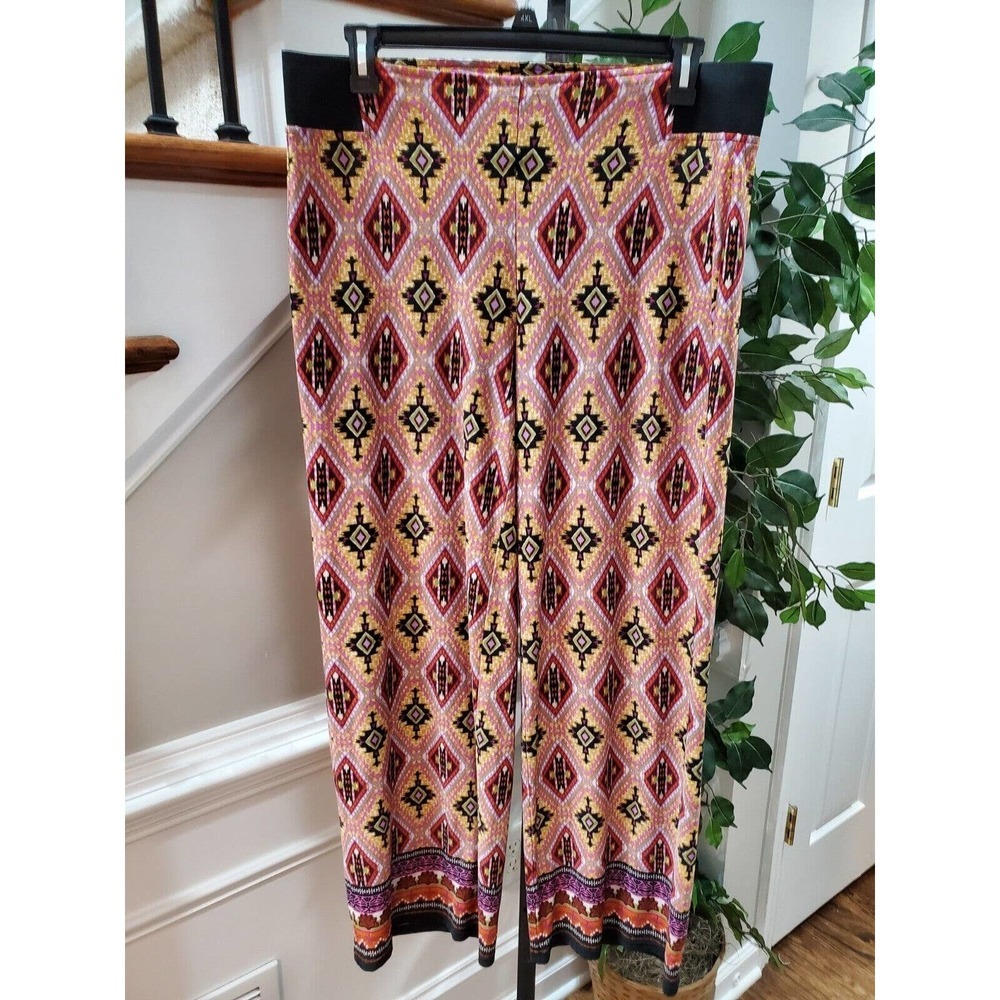 Soho Apparel Women Multicolor Polyester Pull On Straight Legs Trouser Pant XL